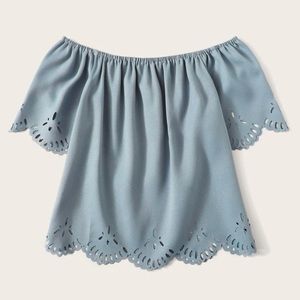 SHEIN Plus Laser Cut Scallop Blouse